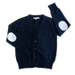 LITTLE PARNI NAVY ELBOW PATCH CARDIGAN