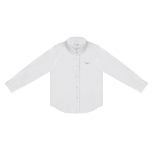 LITTLE PARNI WHITE/BLACK LOGO COLLAR LS SHIRT