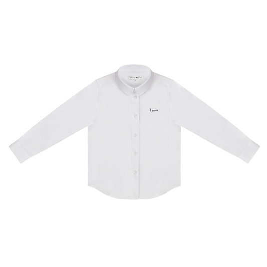 LITTLE PARNI WHITE/NAVY LOGO COLLAR LS SHIRT