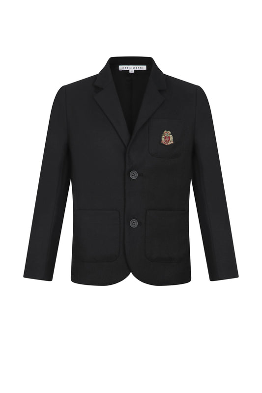 LITTLE PARNI BLACK EMBLEM BLAZER