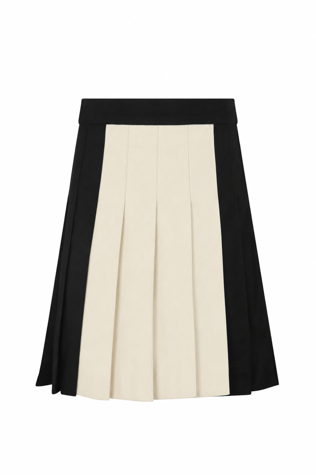 LITTLE PARNI BLACK/CREAM TWO TONE PLEATED SKIRT