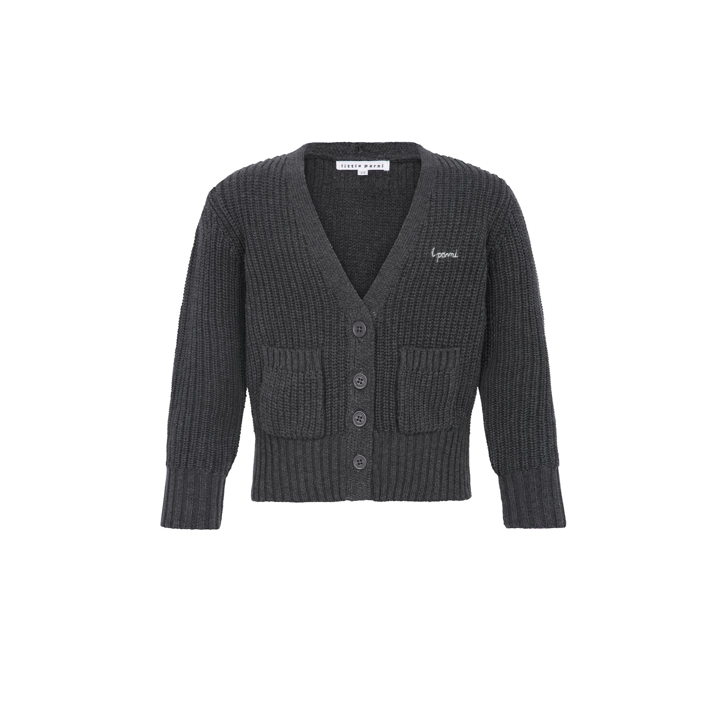 LITTLE PARNI GREY BUTTON CARDIGAN