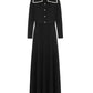 LITTLE PARNI BLACK BIB COLLARED BUTTON MAXI DRESS + CARDIGAN