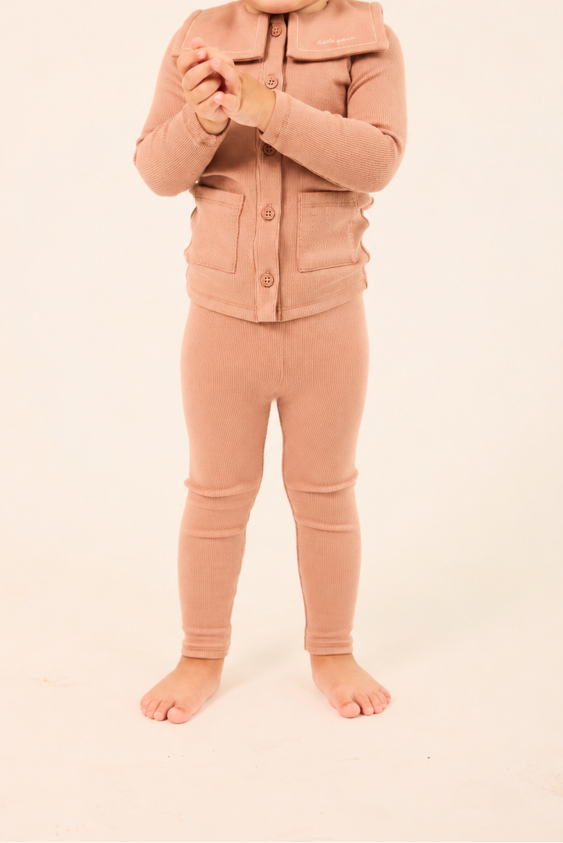 LITTLE PARNI PINK BIB COLLARED BUTTON CARDIGAN SET