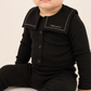 LITTLE PARNI BLACK BIB COLLARED BUTTON CARDIGAN SET