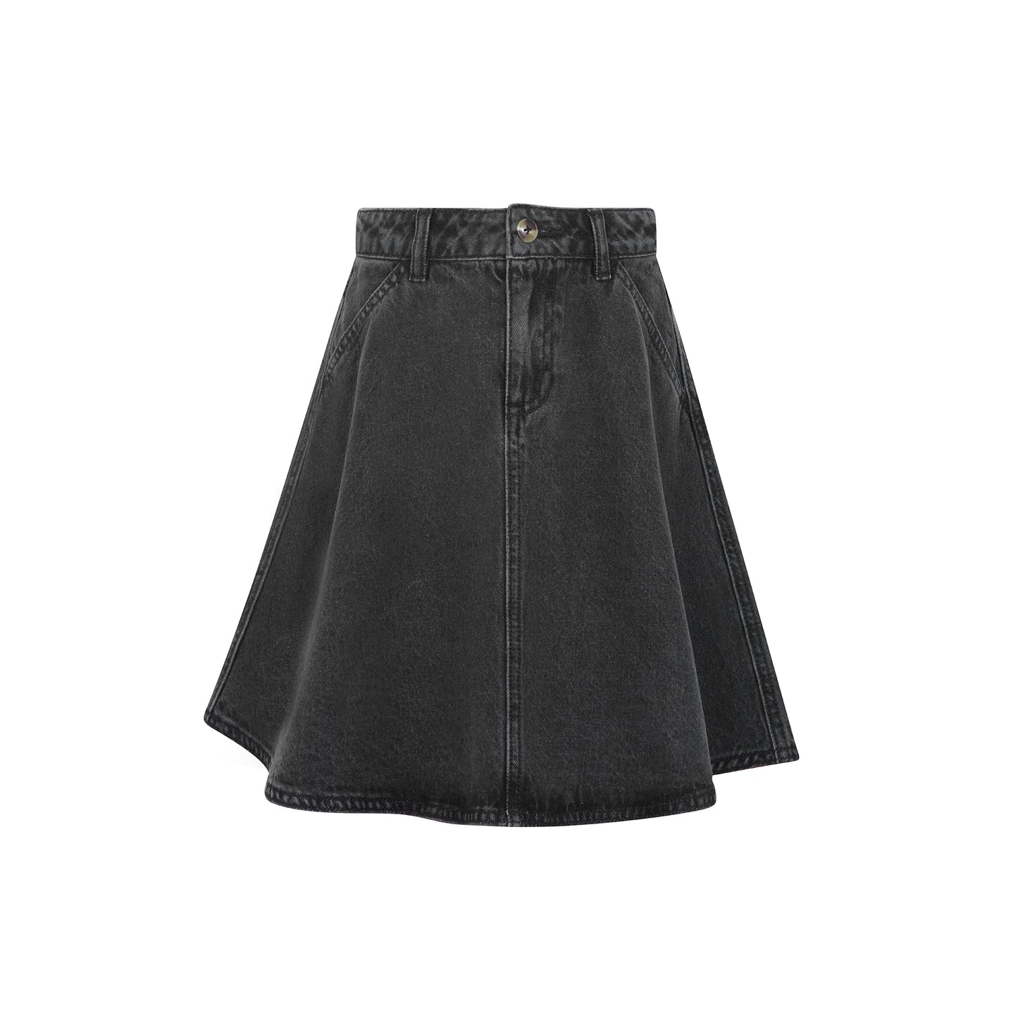 LITTLE PARNI BLACK DENIM DROP WAIST SKIRT