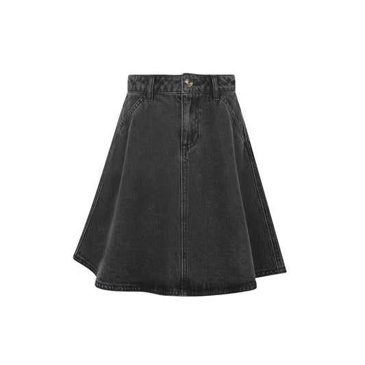 LITTLE PARNI BLACK DENIM DROP WAIST SKIRT