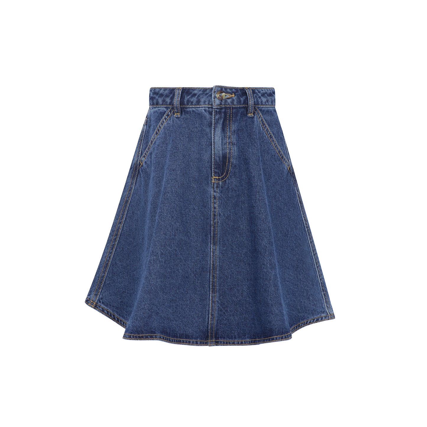 LITTLE PARNI BLUE DENIM DROP WAIST SKIRT