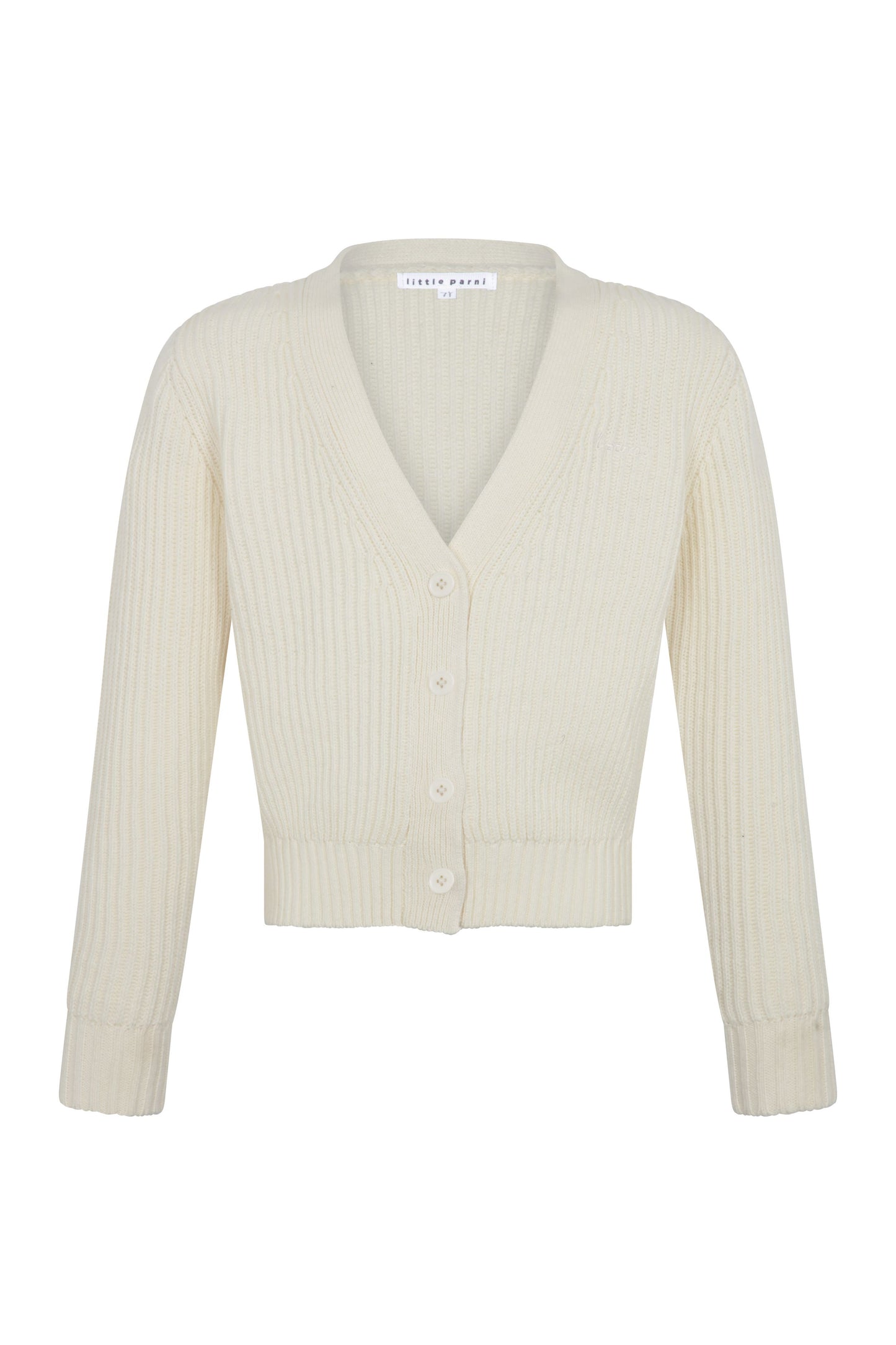 LITTLE PARNI IVORY KNIT CHUNKY CARDIGAN