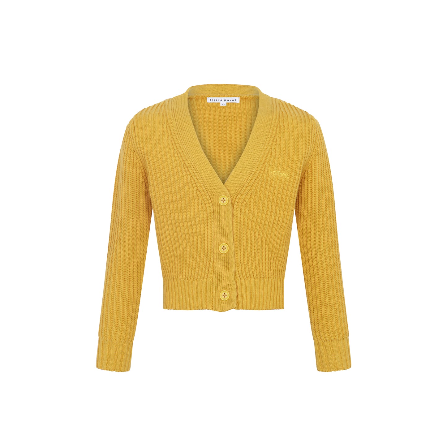 LITTLE PARNI YELLOW KNIT CHUNKY CARDIGAN
