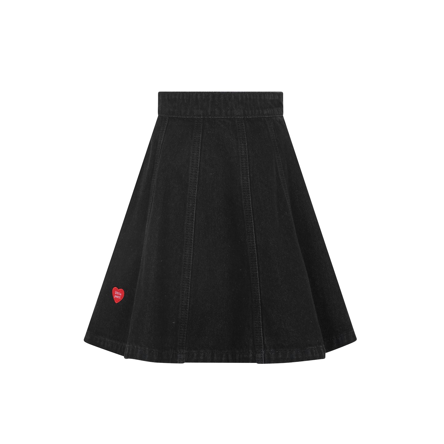 LITTLE PARNI BLACK DENIM PANEL SKIRT
