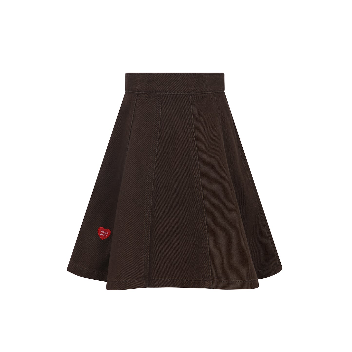 LITTLE PARNI BROWN DENIM PANEL SKIRT