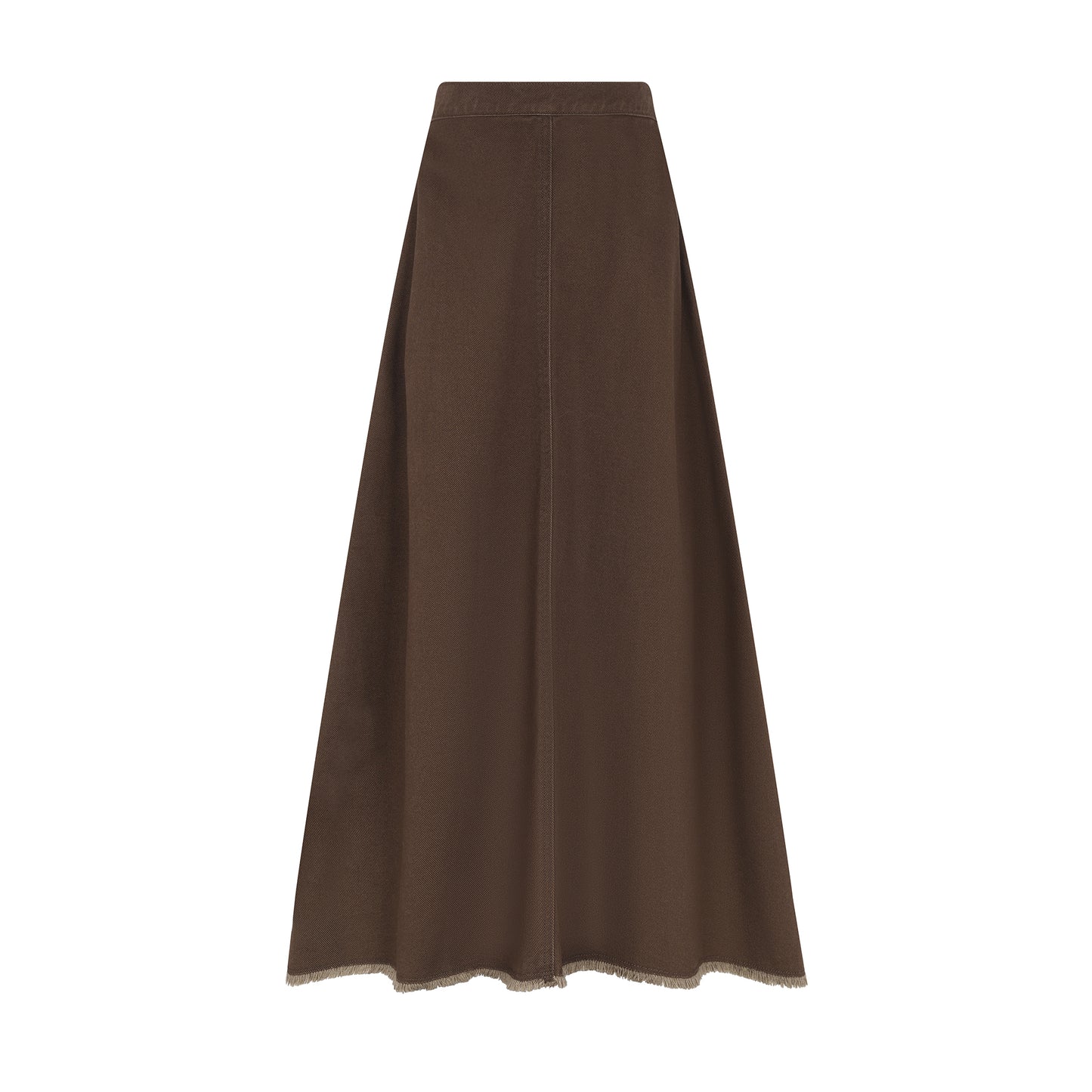 LITTLE PARNI BROWN DENIM PANEL MIDI SKIRT