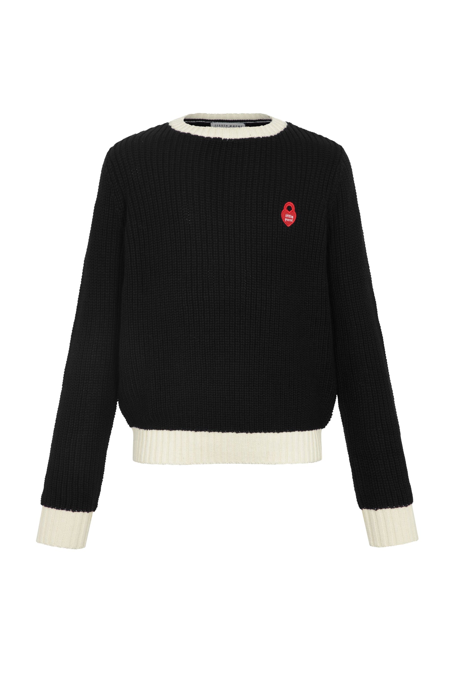 LITTLE PARNI BLACK CHUNKY KNIT SWEATER