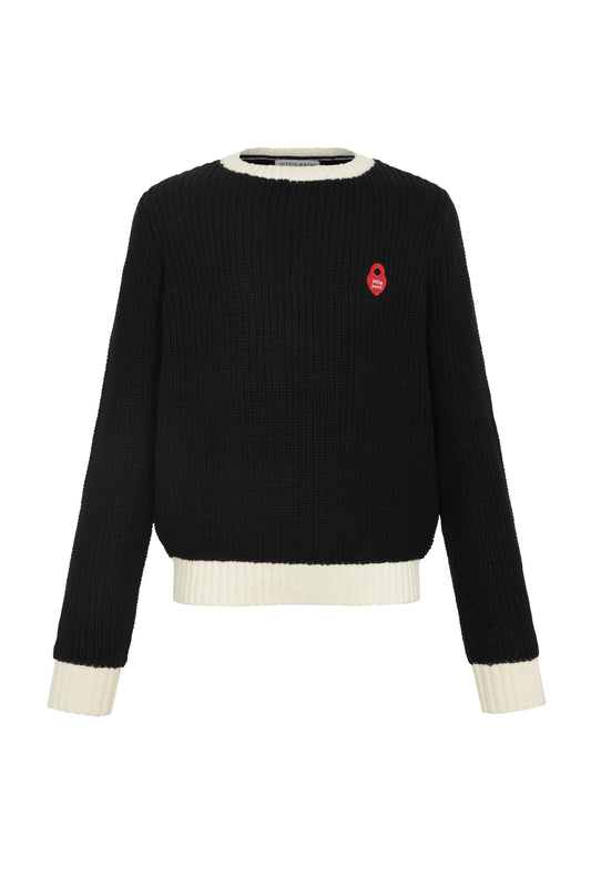 LITTLE PARNI BLACK CHUNKY KNIT SWEATER