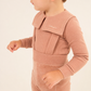 LITTLE PARNI PINK VELOUR SUSPENDER OVERALL SET