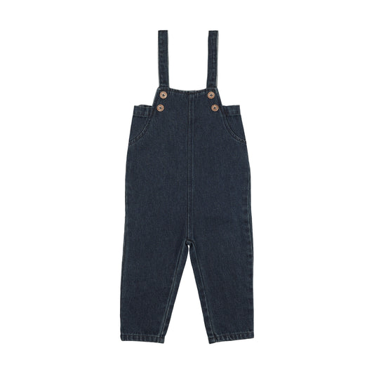 KIN & KIN MID BLUE CHAMBRAY SUSPENDER PANTS