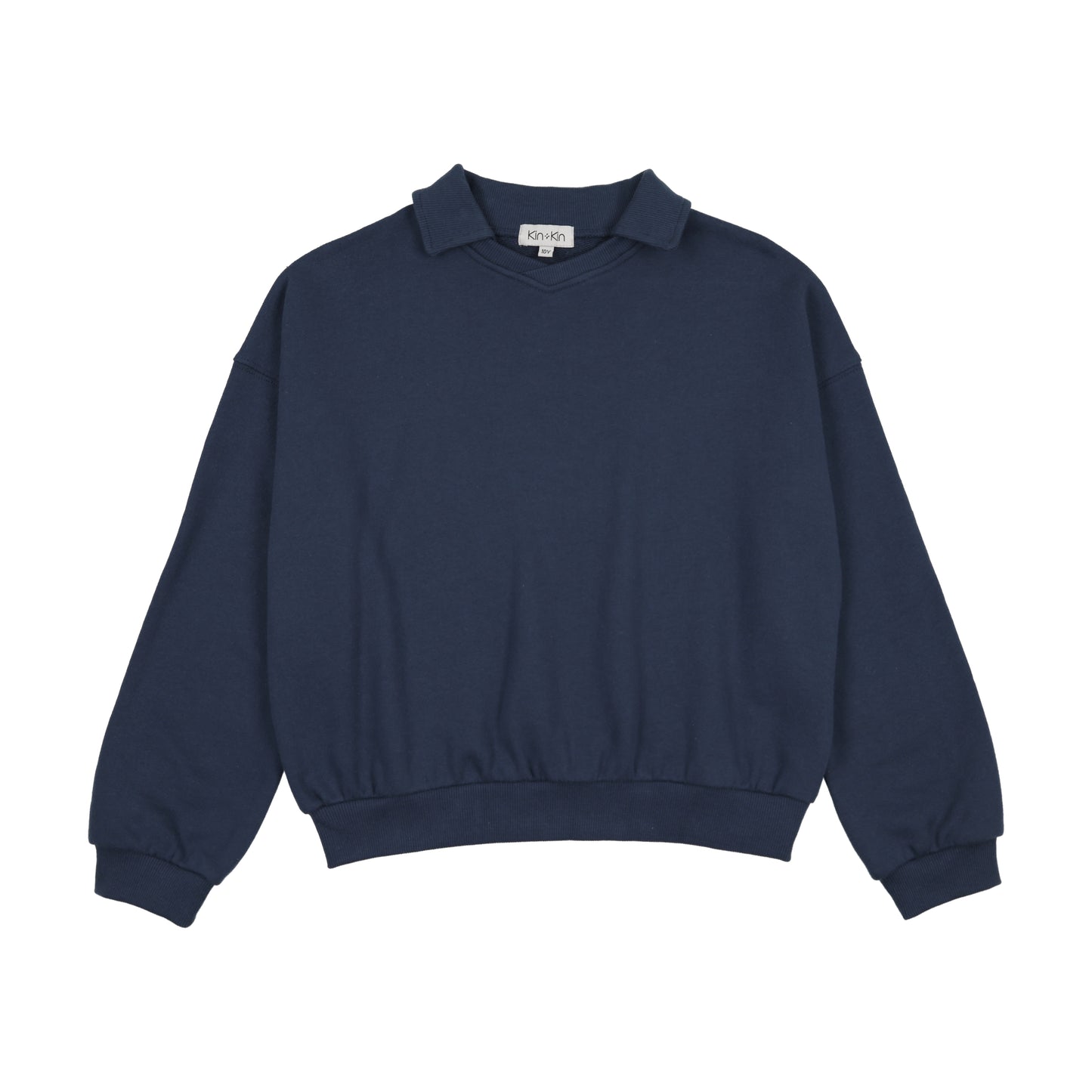 KIN & KIN MID BLUE CHAMBRAY V NECK COLLAR SWEATSHIRT