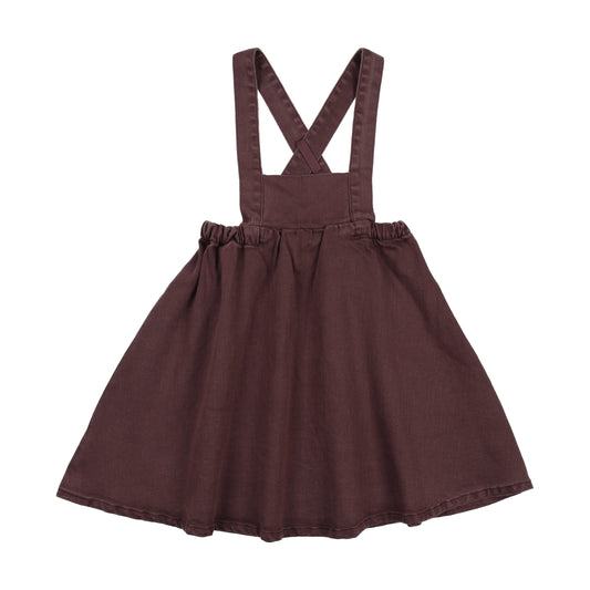 KIN & KIN PLUM CHAMBRAY BIB PLEAT JUMPER
