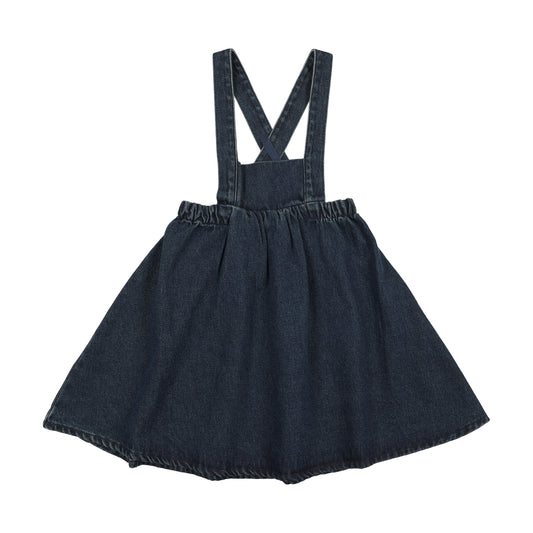 KIN & KIN MID BLUE CHAMBRAY BIB PLEAT JUMPER