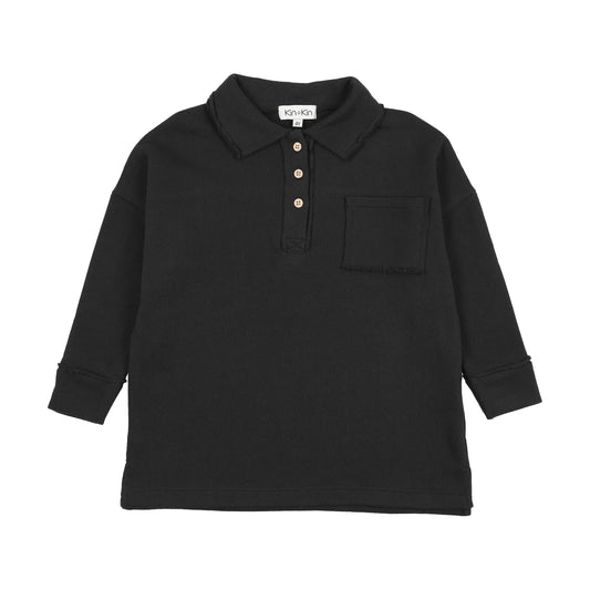 KIN & KIN BLACK RAW EDGE POCKET SWEATSHIRT