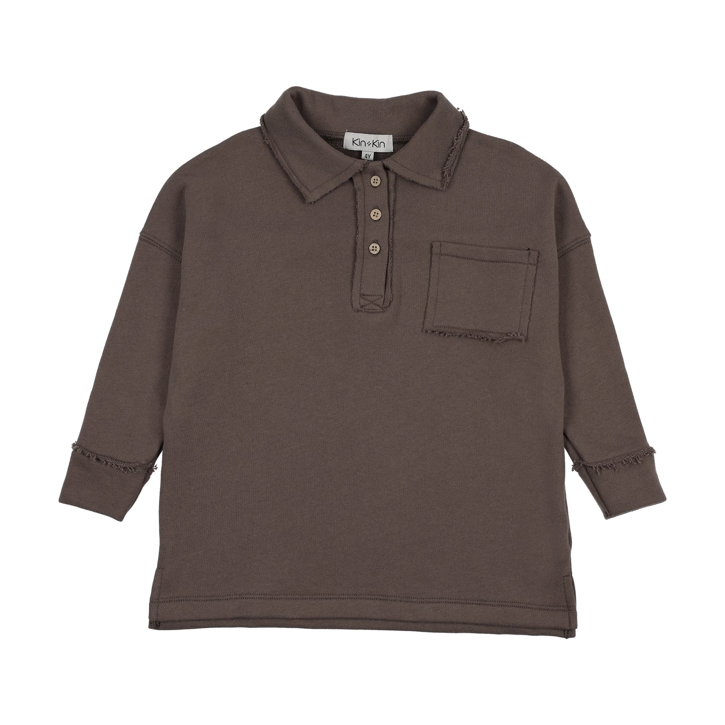 KIN & KIN CHESTNUT RAW EDGE POCKET SWEATSHIRT