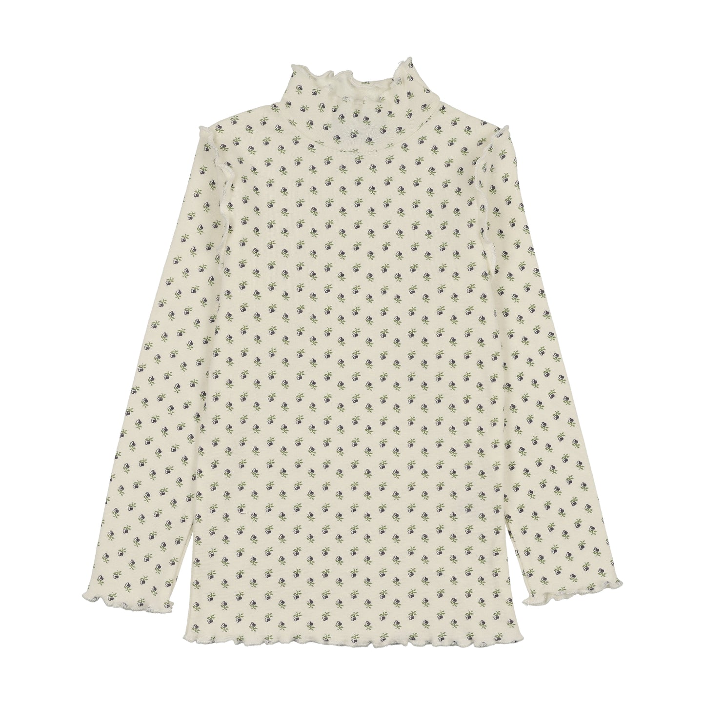 KIN & KIN PLUM TULIP PRINT SCALLOP MOCKNECK