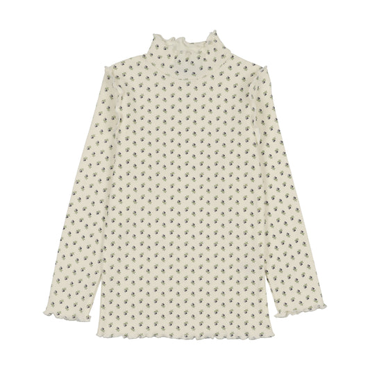 KIN & KIN PLUM TULIP PRINT SCALLOP MOCKNECK