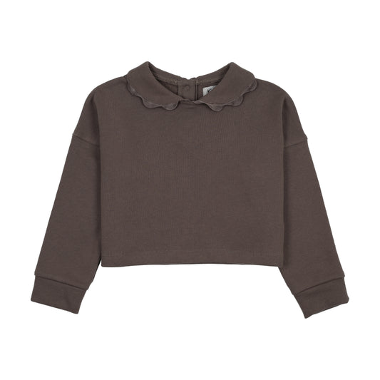 KIN & KIN CHESTNUT LACE TRIM COLLAR SWEATSHIRT