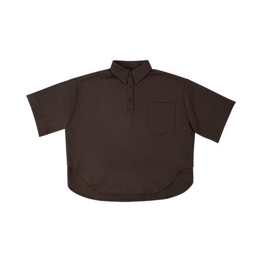 KIN & KIN BROWN OVERSIZED COLLAR SHIRT