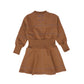 HEY KID BROWN STITCHED DRESS