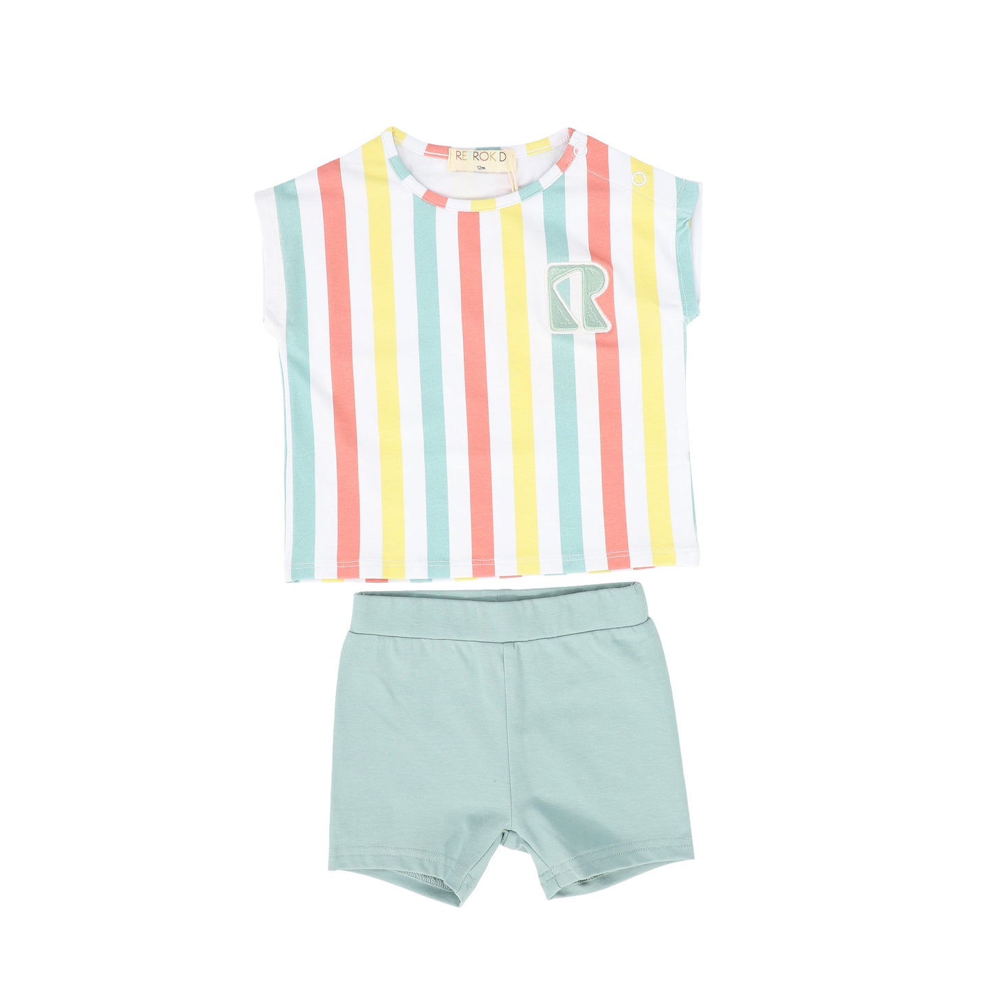 RETRO KIDS SUMMER STRIPE SHORTS SET