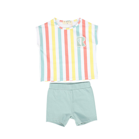 RETRO KIDS SUMMER STRIPE SHORTS SET