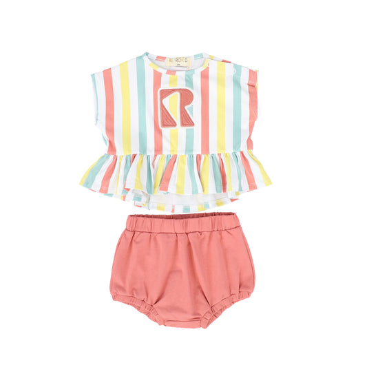 RETRO KIDS SUMMER STRIPE BLOOMER SET