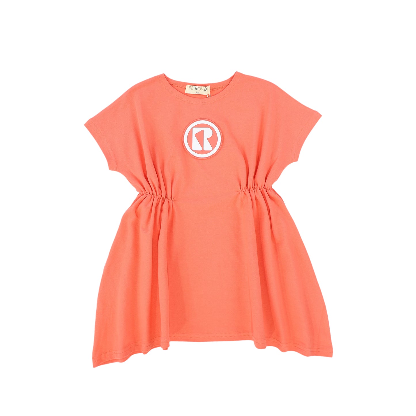 RETRO KID CORAL LOGO GATHERED DRESS