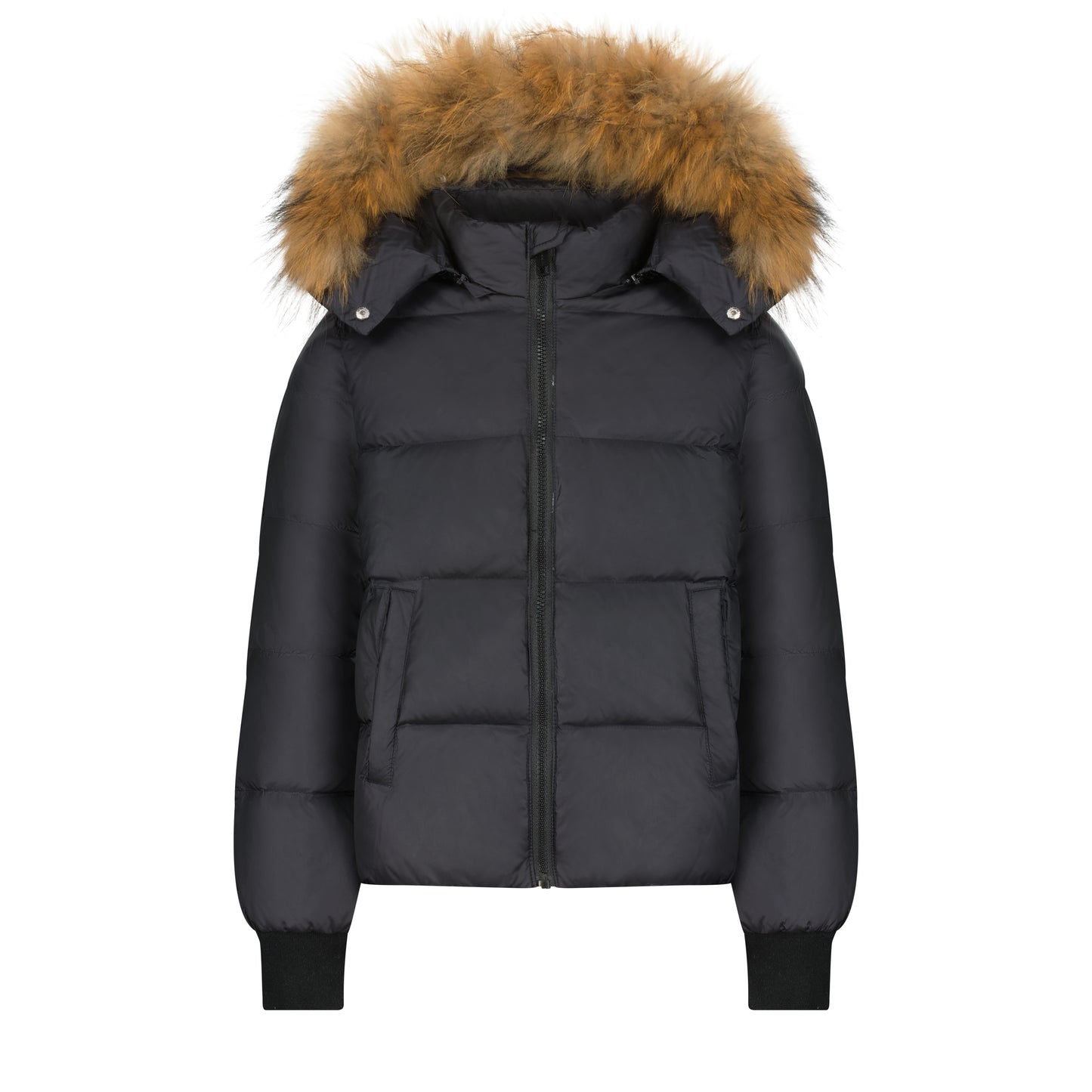 DENALI BLACK FUR TRIM PUFFER COAT