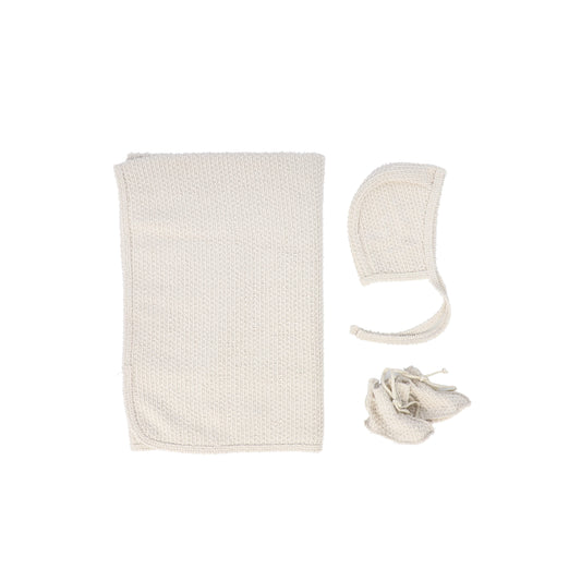 KIPP TAN TEXTURED KNIT BLANKET SET