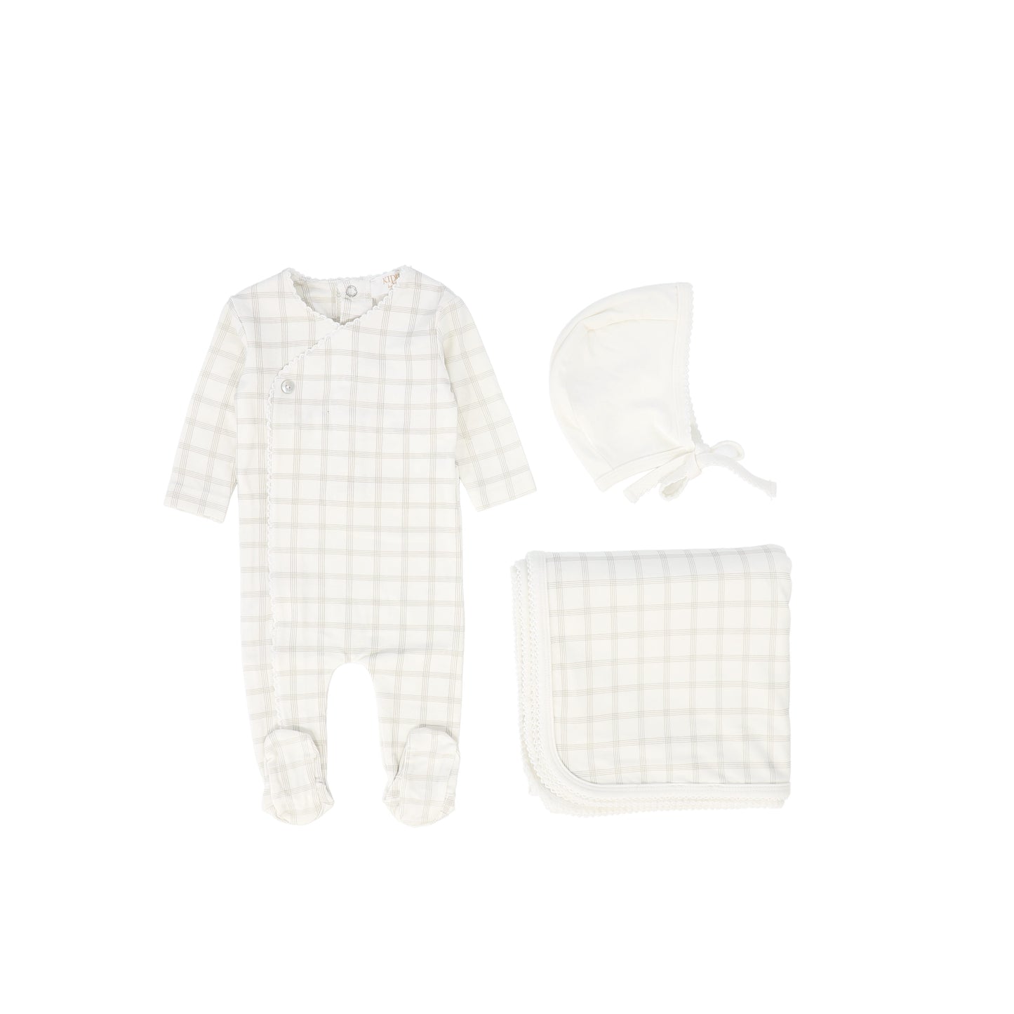 KIPP WHITE PLAID FOOTIE SET