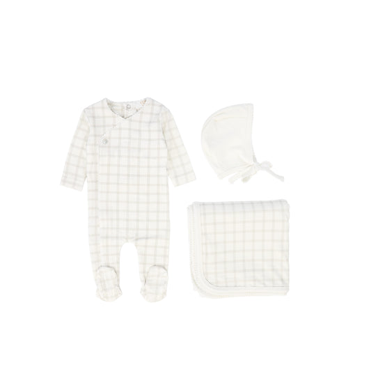 KIPP WHITE PLAID FOOTIE SET