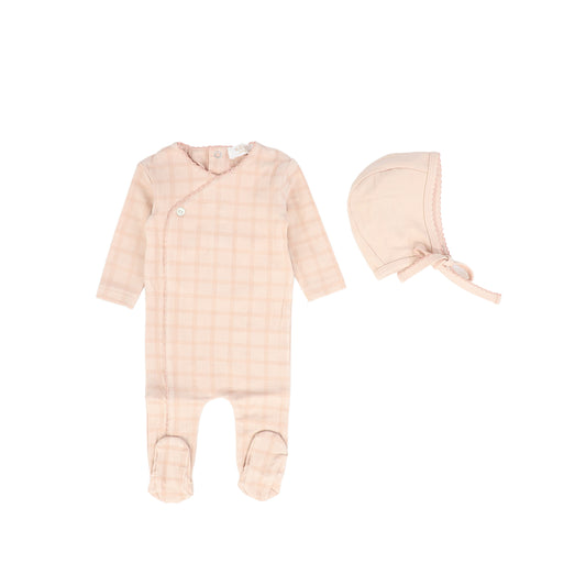 KIPP PINK PLAID FOOTIE + BONNET