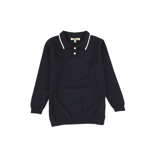 NUPKEET NAVY TRIM POLO SWEATER [FINAL SALE]