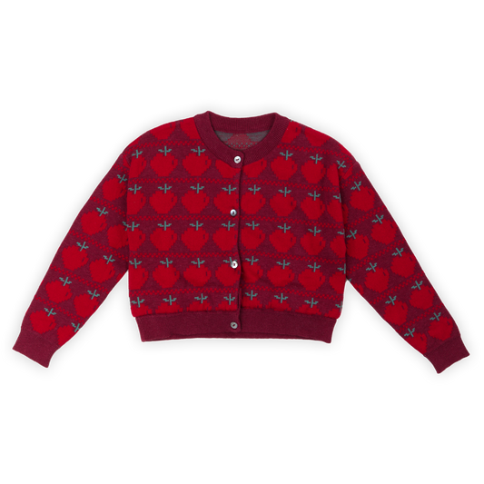 WANDER & WONDER RED APPLE KNIT CARDIGAN