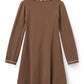 COPENHAGEN COLOR WALNUT/CREAM SCALLOP TRIM COLLAR KNIT DRESS