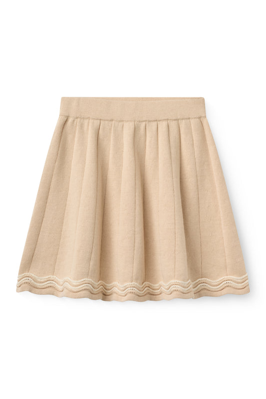 COPENHAGEN COLOR BEIGE/CREAM TRIM KNIT TENNIS SKIRT