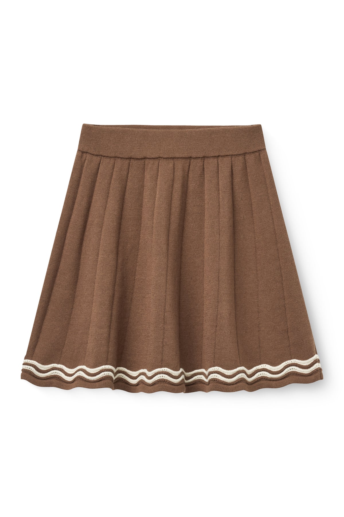 COPENHAGEN COLOR WALNUT/CREAM TRIM KNIT TENNIS SKIRT