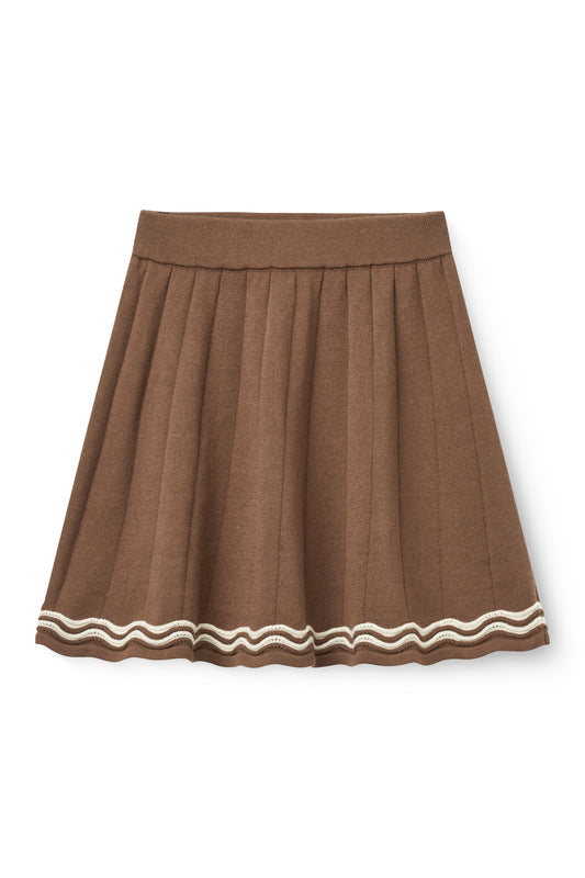 COPENHAGEN COLOR WALNUT/CREAM TRIM KNIT TENNIS SKIRT