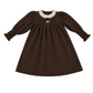 MADELEINE BROWN CORDUROY CROCHET COLLAR DRESS