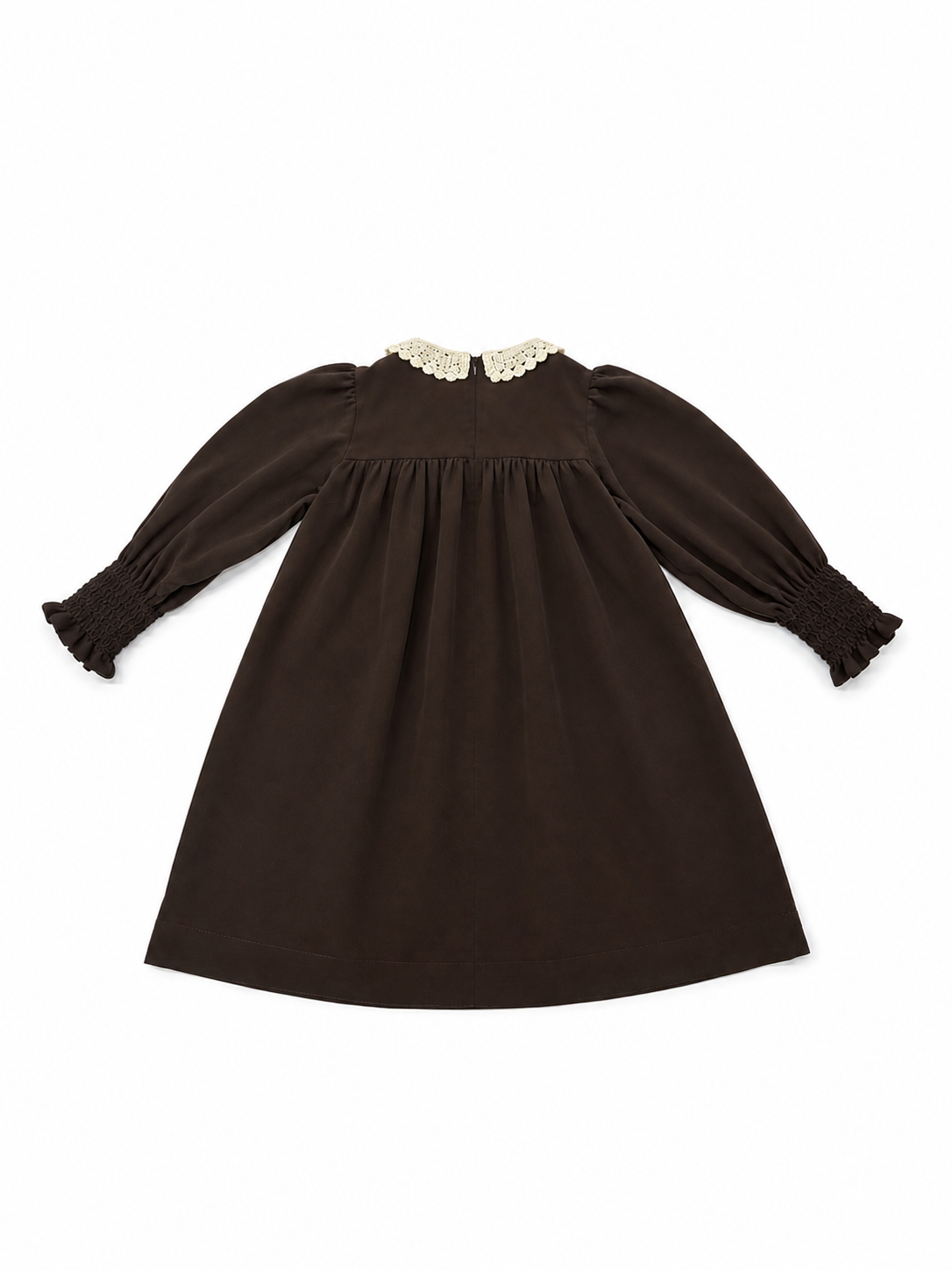 MADELEINE BROWN CORDUROY CROCHET COLLAR DRESS