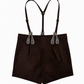 MADELEINE BROWN LEATHER TAB SUSPENDER SHORT SET