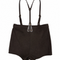 MADELEINE BROWN LEATHER TAB SUSPENDER SHORT SET